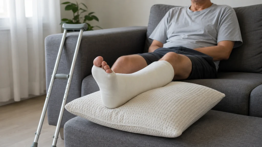 Illustration éditoriale pour l’article « Temps de guérison d'une fracture du tibia : les délais clés »