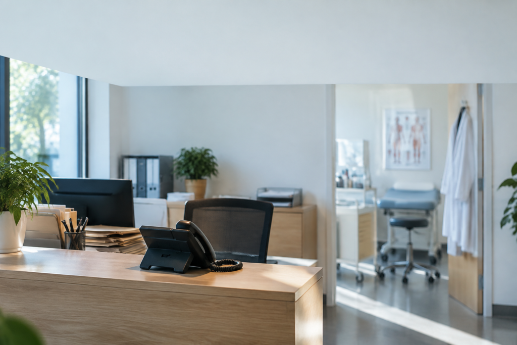 Accueil d’un cabinet médical avec téléphone
