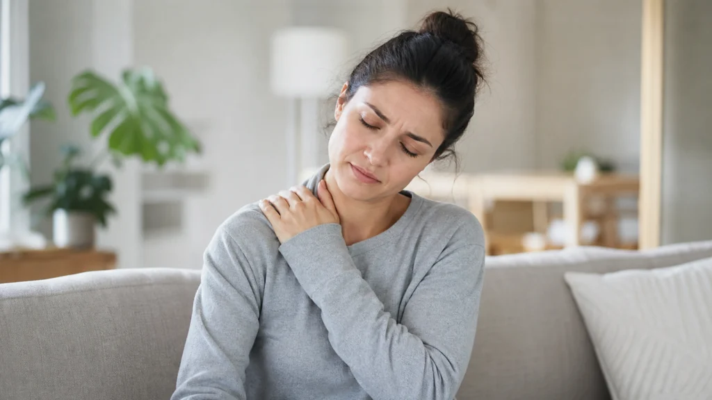 Illustration éditoriale pour l’article « Anxiété et douleur musculaire : dénouez vos tensions »