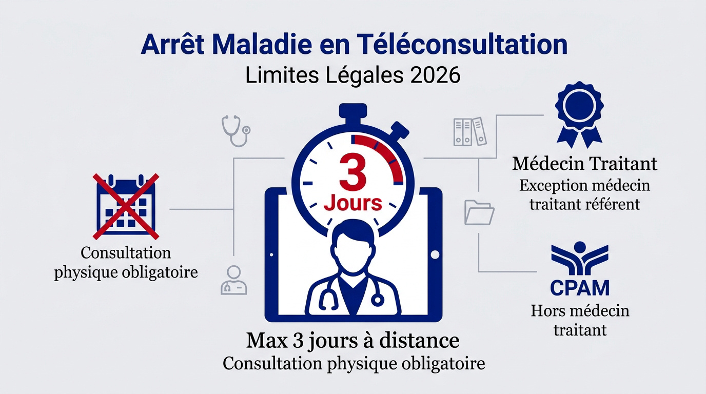 Consultation médicale en ligne sur tablette pour un arrêt de travail