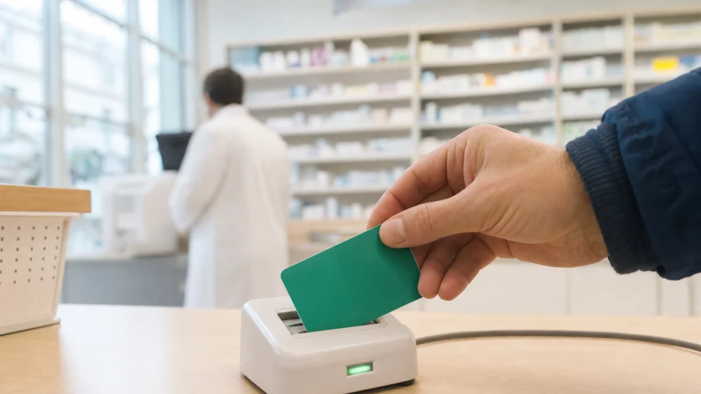 Illustration éditoriale pour l’article « Comment mettre à jour votre carte Vitale en pharmacie »