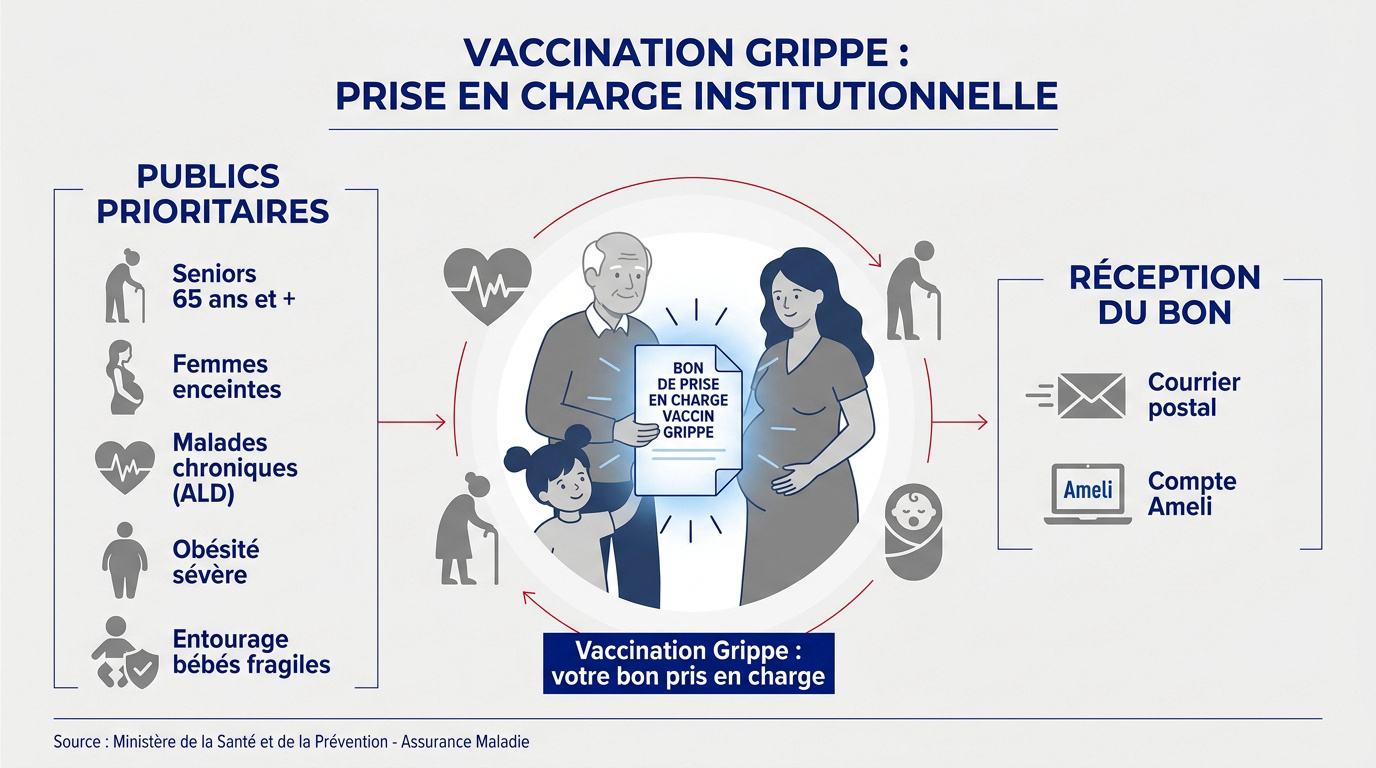 Bon de prise en charge pour le vaccin contre la grippe envoyé par l'Assurance Maladie